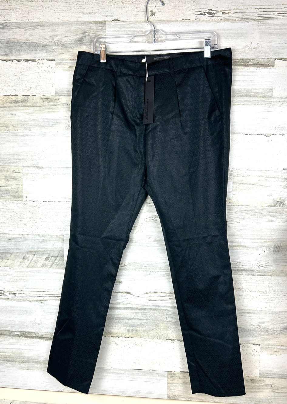 Messagerie Patrizio Piscaglia Womens 12 Black Jacquard Dress Pants Luxe NEW
